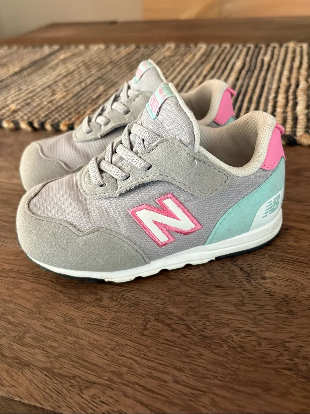 New Balance new-b 515 6.5 wide toddler pink teal gray white sneakers tennis shoe
